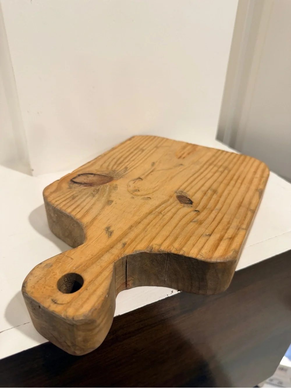 Primitive c. 1940s Solid Wood Cutting Board East Texas Farmhouse Bread Board